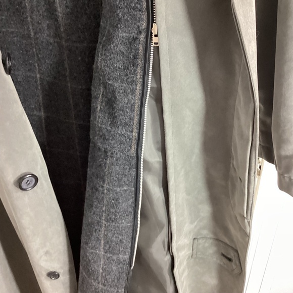 VTG BILL BLASS BLACK LABEL MEN'S 42REG GRAY LONG TRENCH COAT REMOVABLE LINER - Picture 11 of 15